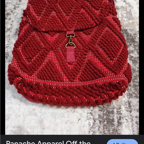 Panache Chic Burgundy Diamond Knit Women's Backpack - Picture 10 of 10
